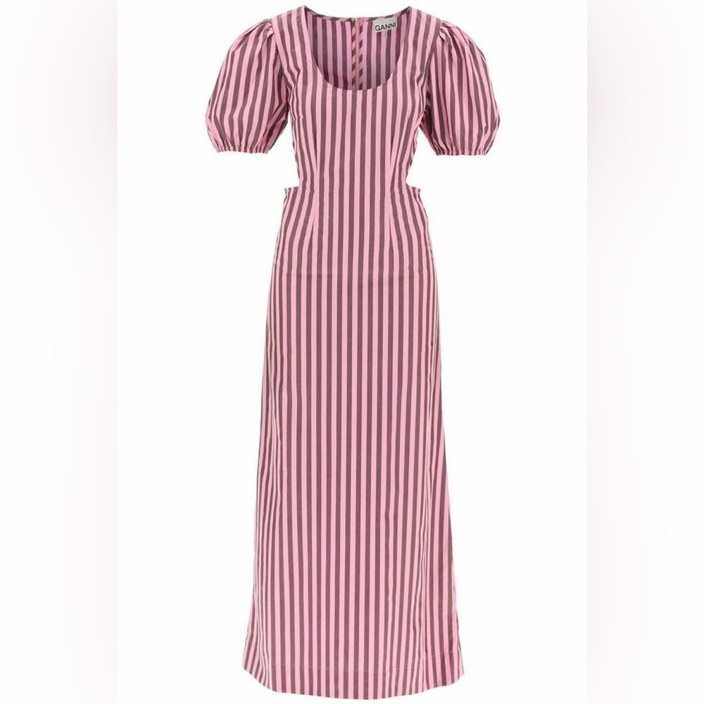 Ganni pink striped dress